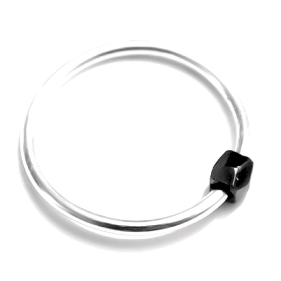 (2-13) 925 Sterling Silver Anxiety Fidget Sliding Black Nugget Bead Band Ring - Picture 2 of 7